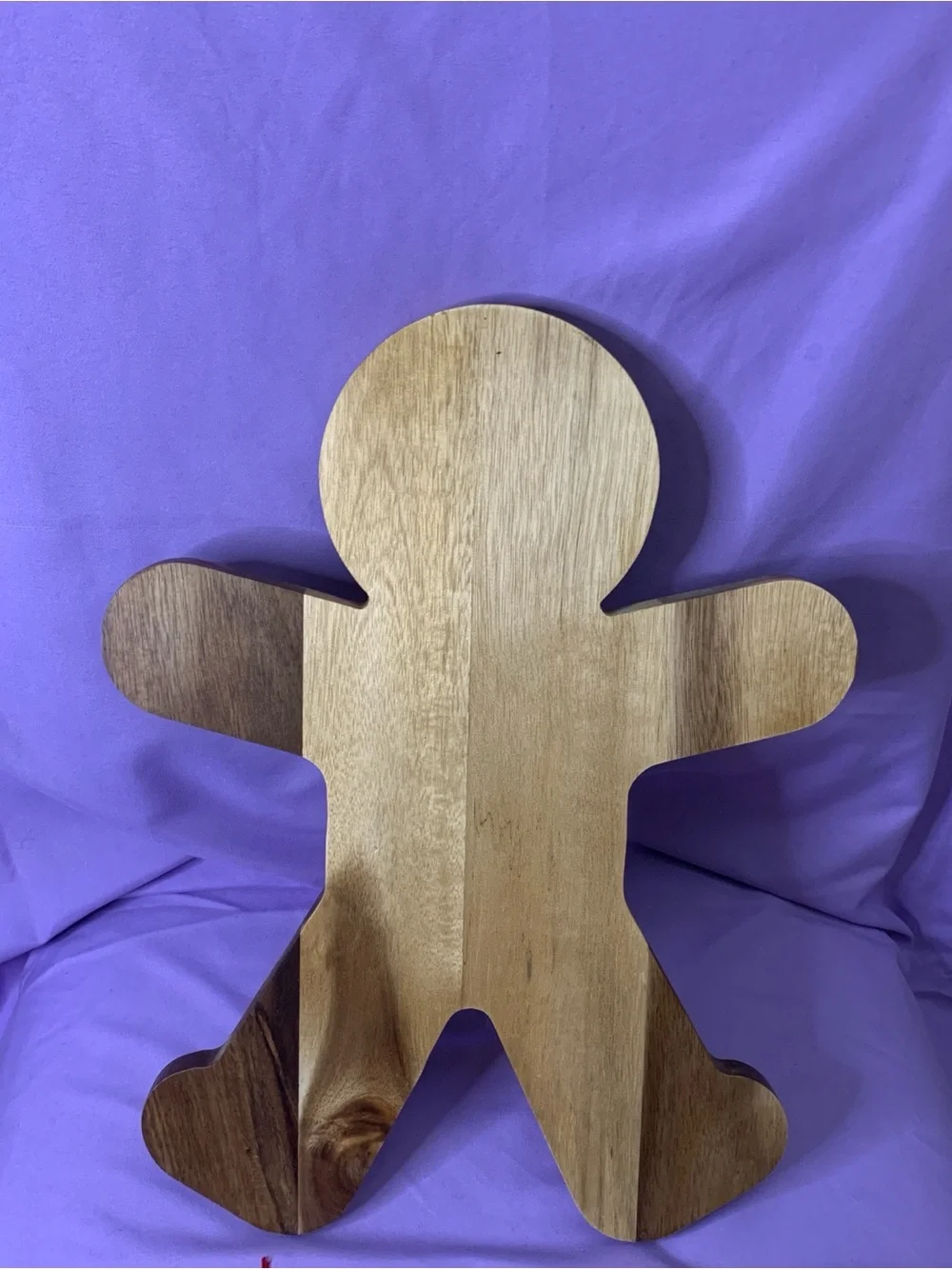 Gingerbread-Shaped Wooden Serving Tray in Natural Brown